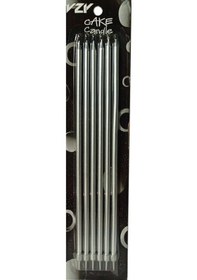 Resim Gümüş Ekstra Uzun Pasta Mumu 25 cm 