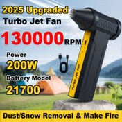 Resim 130000 RPM Turbo Jet Üfleyici - 200W Güçlü Kablosuz El Tipi Hava Üfleyici, USB-C Şarj | Kamp, Kar Temizleme, Toz Alma için Yüksek Hızlı Taşınabilir Hava Üfleyici | Taşınabilir, Babalar Günü Hediyesi Erkekler/Kocalar için 