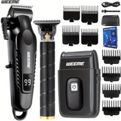 Resim Weeme 2 adet/3 adet Elektrikli Saç Kesme Makinesi Sakal Düzeltici ve Tıraş Makinesi Profesyonel Alaşım Bıçak USB Şarj Edilebilir LCD Ekranlı Erkekler İçin Mükemmel Babalar Günü Doğum Günü Hediyesi Eş, Baba, Erkek Arkadaş Günlük Hayat Şok Hediyesi 
