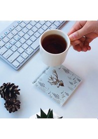 Resim Decorita Cam Bardak Altlığı 4'lü Takım Cervus Deer 10 CM x 10 CM Çok Renkli 