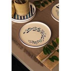 Resim Kevin Seramik Hand Made Marin Serisi Özel Tasarım Pasta Takımı 6 Kişilik 