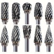 Resim 10 adet Sertleştirilmiş Alaşım Tungsten Çelik Zımpara Başlığı Seti, Ahşap, Metal ve Taş için Uygun, Parlatma ve Oyma, Zımpara ve Parlatma Zımpara Başlığı 