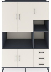 Resim Kronos Dolap 9 Raflı 3 Çekmeceli 5 Kapaklı 132x59x195 Antrasit-aytaşı/aytaşı Aytası/aytası 