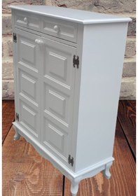 Resim Bengi Ayakkabılık Kareli Çok Amaç Model Parlak Beyaz 2 Kapaklı 