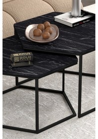 Resim Orta Sehpa Altıgen İkili Lüx Bendir Çok Renkli 