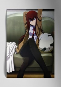 Resim Metal Baskı Parlak Duvar Tablosu - Kurisu Makise 