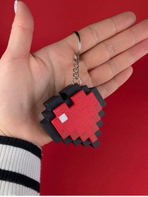 Resim Flexilab Creative Minecraft Kalp Clicker Anahtarlık - Sesli Piksel Blok Tasarım Aksesua 
