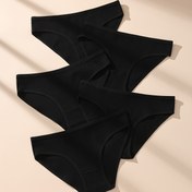 Resim 5 Paket Kadın Seksi Kabartmalı Pamuk Külotu, Rahat Düşük Bel Düz Renk İç Çamaşırı, Örgü Kumaş, 160gsm, Çeşitli Boyutlar 