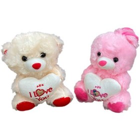 Resim I Love You Yazılı Kalpli Yastıklı Peluş Ayı 20 Cm 1 Adet 