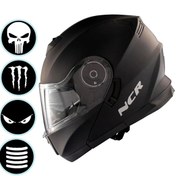 Resim NCR Stars Çene Açılır Mat Siyah Kask(Ece Belgeli) 