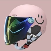 Resim Globalpurchase Kask Kulak Korumalı Çift Lensler Güneş Koruması Dört Mevsim Banliyö Bisiklet Kaskı - Pembe Renkli Aynalar Pembe 