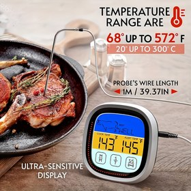Resim 1 Adet Çift Ekranlı (°F/°C) Dijital Et Termometresi, Büyük Dokunmatik Ekran, Paslanmaz Çelik Prob - Izgara Zamanlayıcı, Manyetik Taban & Alarm Özellikli - BBQ, Pişirme, Fırınlama, Şekerleme, Yağ İçin - °C - Ev ve Profesyonel Mutfaklar için İdeal, Dijital Et Termometresi, Fırın Termometri, Şık Tasarım, Dayanıklı Yapı, Kompakt Tasarım, Hassas Ölçüm Aleti, Sıcaklık Göstergesi, Mutfak Gereci 