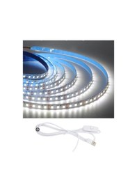 Resim 5 Metre 5 Volt 2835 Smd 6500 K Beyaz İç Mekan 60 Ledli Şerit Usb Li Anahtarlı Beyaz Güç Kablosu Set 