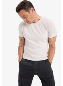 Resim DeFacto Slim Fit Dar Kesim Bisiklet Yaka Esnek Kumaş Kısa Kollu Tişört E2635AX25SMGR293 
