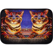 Resim Petesia Ikiz Kaplan Elekli Desenli Kedi Tuvalet Önü Paspası 60x45 Cm 