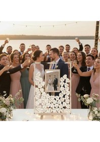 Resim Düğün-nişan- Misafir Hatıra Anı Kutusu-defteri Dikdörtgen Resimli 48cm X 35cm Çapında Şeffaf Pleksi Şövale Ve Kalem Hediyeli 