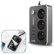 Resim Fırsatkolik BUFFER® Isıya Dayanıklı Termal Akım Korumalı 2 Mt 10A 2500W 3lü Priz ve 3 Usbi 21A Uzatma Kablosu 