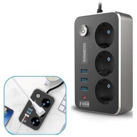 Resim Fırsatkolik BUFFER® Isıya Dayanıklı Termal Akım Korumalı 2 Mt 10A 2500W 3lü Priz ve 3 Usbi 21A Uzatma Kablosu 