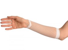 Resim Nessiworld White Color Fingerless Mesh Knitted Gloves 26 cm 