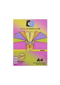 Resim Alex Schoeller Neon Renkler A4 Fotokopi Kağıt 5 Renk 100’Lü Paket 