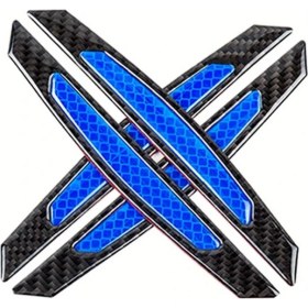 Resim Gateesat 4 Adet Mavi Karbon Fiber Kapı Kenarı Koruma Bandı, Pvc Çizilmeye Dayanıklı Reflektif 