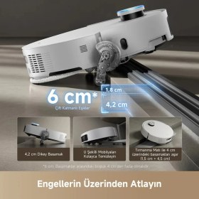 Resim Dreame Kendi Kendini Temizleyen Robot Süpürge Akıllı Robot Süpürge 20000PA Proleap 6cm Eşik Aşma Hyperstream Çift Fırça Aı Engel Algılama Sıcak Su Istasyonlu Beyaz 