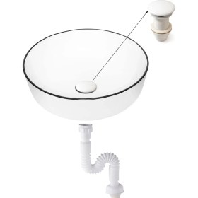 Resim Fause Pop-Up Basmalı Beyaz Seramik Başlıklı Lavabo Sifonu KSF103-W 