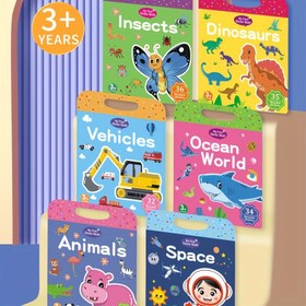 Resim Su Geçirmez Yeniden Kullanılabilir Sticker Kitapları - Dinozorlar, Hayvanlar & Araçlarla Eğitici Oyuncaklar - Noel, Cadılar Bayramı, Şükran Günü & Yeni Yıl Hediyeleri İçin Mükemmel, En İyi Noel, Şükran Günü İçin Mükemmel 