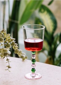 Resim The Mia Bead Şarap Kadehi Yeşil 300 Ml Şeffaf 