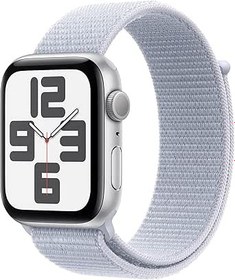 Resim Apple Watch SE (2. nesil) GPS 40 mm Gümüş Rengi Kasa Akıllı Saat ve Bulut Mavisi Spor Loop - Standart. Fitness ve Uyku Takibi, Trafik Kazası Algılama, Kalp Atış Hızı Takibi, Retina Ekran, Karbon Nötr 