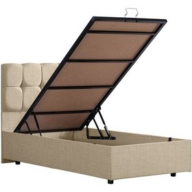 Resim Setaymobilya Baza, Berlin Tek Kişilik Baza + Başlık Seti, Krem 