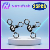 Resim Natufish 25 adet Üç Katlı Döner Paslanmaz Çelik Balık Bağlantıları - Jigging Rigs, Surf Balıkçılığı ve Alt Rig Tackle için 3 Yollu Rulo Dönerler, Siyah Halka Bağlantı ile, Balıkçılık Aksesuarları | Çok Yönlü Rig | Dayanıklı Yapı 