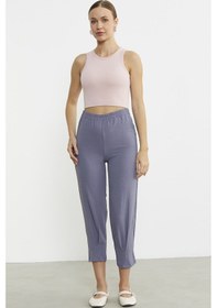 Resim Paça Büzgü Detaylı Krep Pantolon - Antrasit Antrasit 