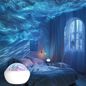 Resim 7 Renkli Aurora LED Projektör - Uzaktan Kumandalı, USB ile Çalışan for galaxy Gece Lambası, Yatak Odası Dekoru için Çok Amaçlı Renk Seçenekleri, Modern Yatak Odası Aydınlatması, Yüksek Kaliteli Projeksiyon 