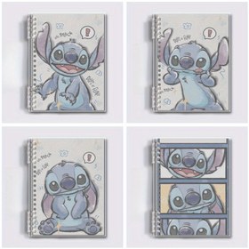 Resim Disney Stitch Defter - 4 Eğlenceli Konuşma Kabarcıkları & Yıldızlarla Benzersiz Tasarımlar, Çıkarılabilir Sayfalar, Fanlar için Gri Anime Günlüğü, Hediye Fikri, Hayran Ürünleri, Oyunbaz Tasarım, Yumuşak Kapaklı Not Defteri 