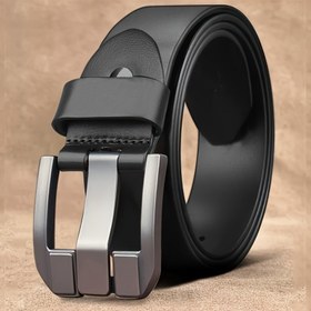 Resim Şık Siyah Gerçek Deri Kemer, Şık Kalın Alaşım Toka ile - Vintage Çift Taraflı Tasarım, İş ve Günlük Giyim için Ayarlanabilir, Erkekler için İdeal Hediye, Günlük Giyim Aksesuarı | Vintage Çift Taraflı Kemer | Dayanıklı Deri Kemer, Deri Kemer 