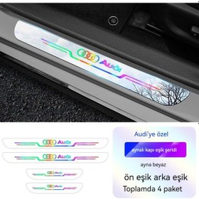 Resim Jzcat 4'lü Paket Araba Kapı Eşiği Şeritleri Anti-trampling Koruma Çıkartmaları Akrilik Ayna Pedalı Çizilmez Aşınma Şeritleri-audi Ayna Beyazı 