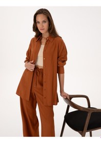 Resim Pierre Cardin Kadın Tarçın Gömlek Desenli 50309964-vr191 Tarçın 