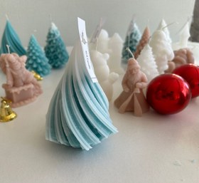 Resim Çam Ağacı Yeni Yıl Christmas Yeni Yıl Yeşil Beyaz Renk Dekoratif Mum 