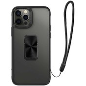 Resim iPhone Uyumlu 12 Pro Kılıf Charm Kısa Ipli Şeffaf Kapak Siyah 