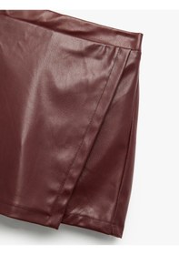 Resim Koton Suni Deri Şort Etek Bordo 6wkg40006ak Bordo 