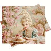 Resim 4 adet Marie Antoinette Temalı Tabak Matları, 30.48x45.72 cm - Zarif Rococo Tasarımı, Çiçeklerle, Pastalarla ve Altın Çerçevelerle - Tatil Yemekleri Dekoru İçin Mükemmel, Tatil Masa Düzeni | Rococo Tasarım | Polyester Malzeme, Masa için Tabak Matları 