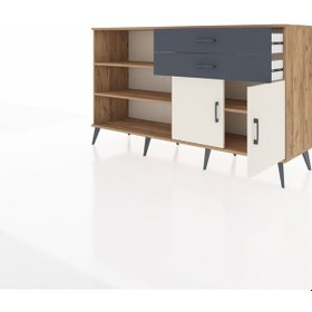 Resim Hyperion Konsol 3 Raflı 2 Çekmeceli 2 Kapaklı 176x44x99 Çam-aytaş Çam-aytaşı/antrasit 