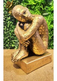 Resim Düşünen Adam Heykeli Dekoratif Biblo 