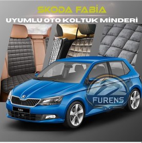 Resim Skoda Fabia Antrasit Tay Tüyü Cepli & Terletmez Sırtlı Oto Koltuk Minder Seti - Koruma Kılıfı Ön & Arka Set 