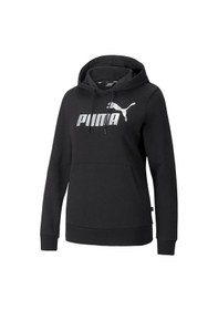 Resim Puma Ess+ Metallic Logo Hoodie Kadın Sweatshirt - 849096-4770 Siyah 