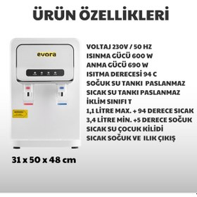 Resim Tezgah Üstü Sıcak Soğuk Arıtmalı Su Sebili Beyaz Premium 