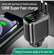 Resim Gaojunshop01 M4 Siyah 120w Super Hızlı Şarj 5 İ 1 Arada Araç Şarj Cihazı Düşük Sıcaklıkta Şarj 2 Pd 