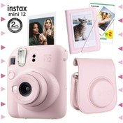 Resim Fujifilm Instax Mini 12 Fotoğraf Makinesi + 20'li Film + Mini Albüm + Deri Kılıf Seti Pembe 