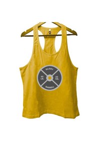 Resim Top Glory Dumbell Sarı Gym Fitness Tank Top Sporcu Atleti 